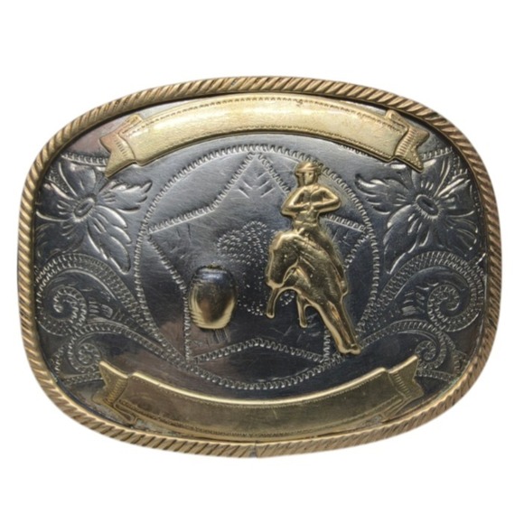 Vintage Nickel Silver Barrel Racing‎ Trophy Award Style Belt Buckle main image 6